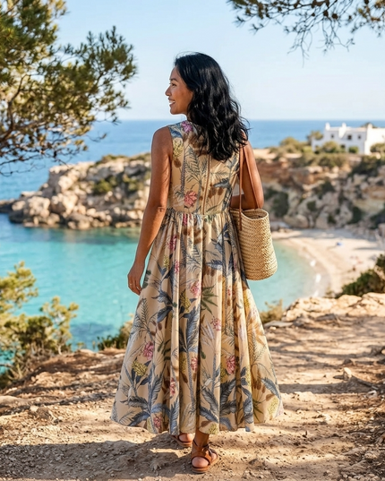 Damen Sommerkleid CALA MORELL Printed Pattern – New Collection IBIZA