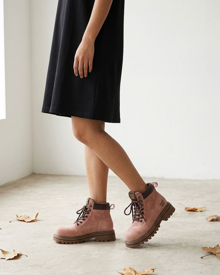 Masoomake Suede Chunky Lug Sole Ankle Boots Damen