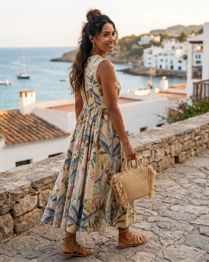 Damen Sommerkleid CALA MORELL Printed Pattern – New Collection IBIZA