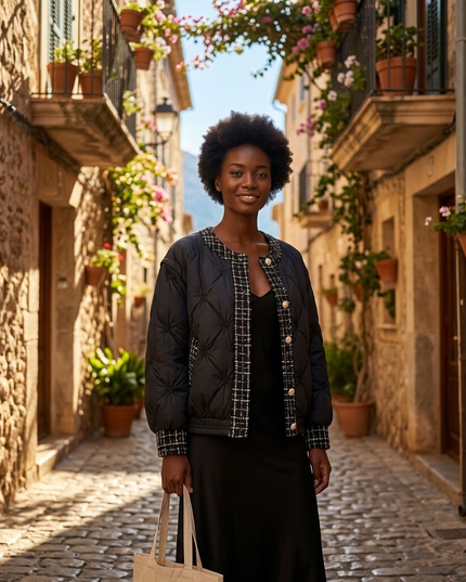 BYMANYC® New York | Jacke SOHO Hybrid Bomber-Tweed | Black