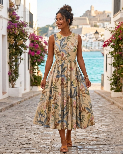 Damen Sommerkleid CALA MORELL Printed Pattern – New Collection IBIZA
