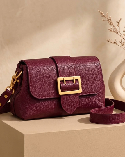 ZEEN | Noemi Handtasche aus genarbtem Leder | Bordeaux