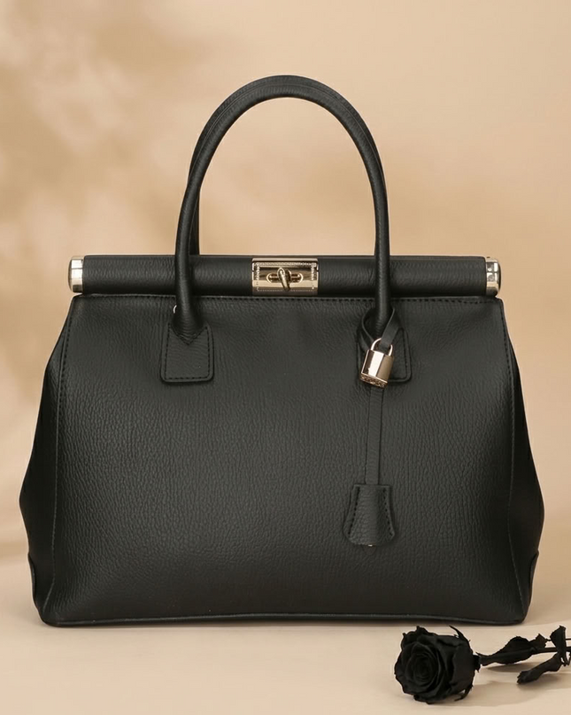 ZEEN | NORA Schwarz | Dollaro-Ledertasche | Made in Italy