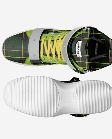 💟 High Top Sneakers BROOKLYN Couture | Verde (Grün/Tartan) | Unisex | Handgefertigt in Italien