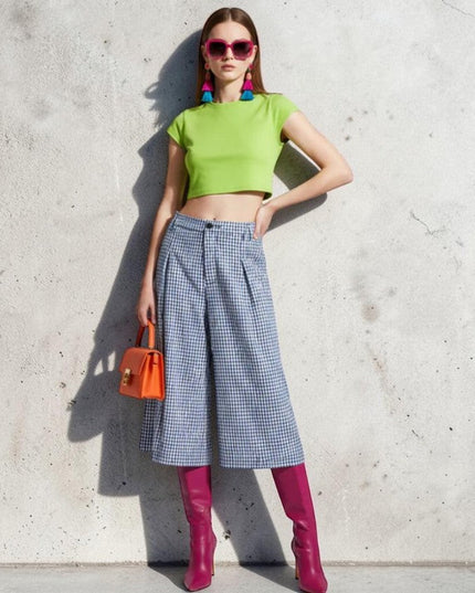 Karierte Wide-Leg Hose 7/8 Brooklyn Heights