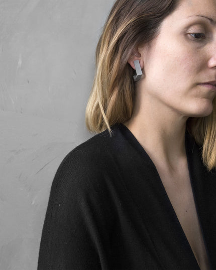 COLUMN NECKLACE & SQUARE EARRINGS | Sculptural Minimalist Jewelry-3