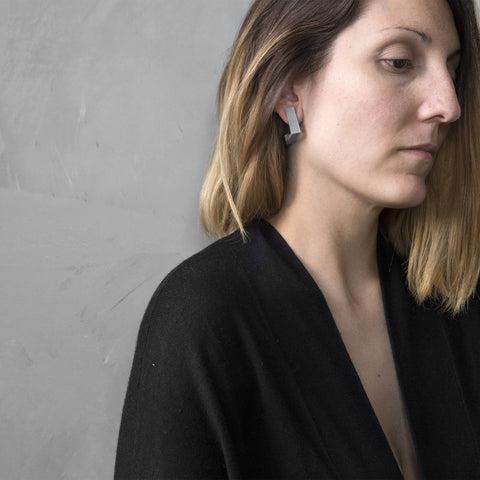 COLUMN NECKLACE & SQUARE EARRINGS | Sculptural Minimalist Jewelry-3