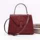 Genuine Crocodile Skin Bone Leather Top Handle Bags Wine Red-0