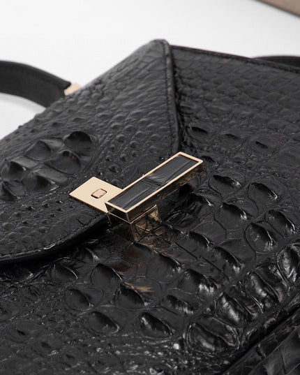 Genuine Crocodile Skin Bone Leather Top Handle Bags-4