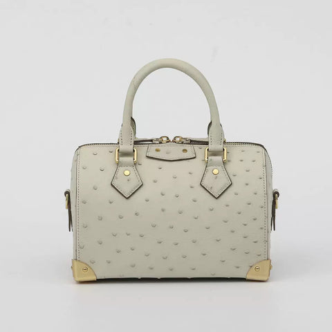 Womens Genuine Ostrich Skin Leathe Top Handle Pillow Bag-2