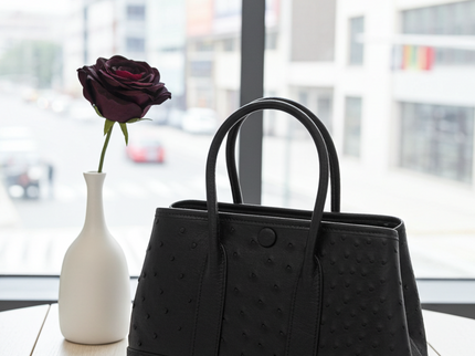 Genuine Ostrich Skin Leather Small Tote Bag