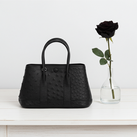 Genuine Ostrich Skin Leather Small Tote Bag