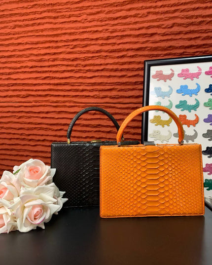 Genuine Python Leather Top Handle Bag-4
