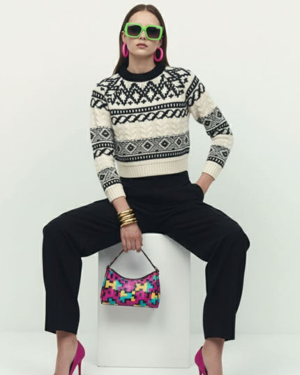Jacquard Cropped Sweater, Tribeca | Women - BYMANYC ® New York