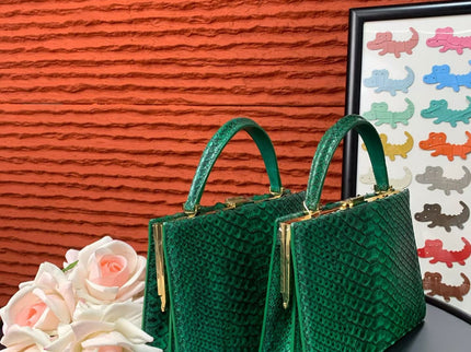 Genuine Python Leather Top Handle Bag-2