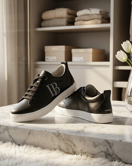 LaBante London Schwarze Apple Leder Sneakers