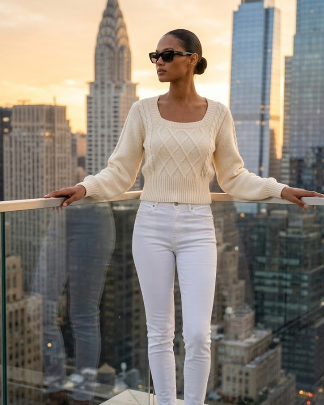 LEXINGTON Women's Square Neck Sweater Prêt-à-Porter BYMANYC ® New York-0