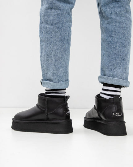 Damen Leder Stiefel mit Isolierung L'Arte Milano – Schwarz | Made in Italy