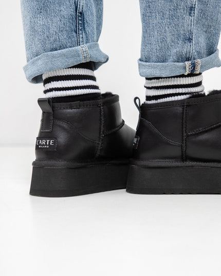 Damen Leder Stiefel mit Isolierung L'Arte Milano – Schwarz | Made in Italy