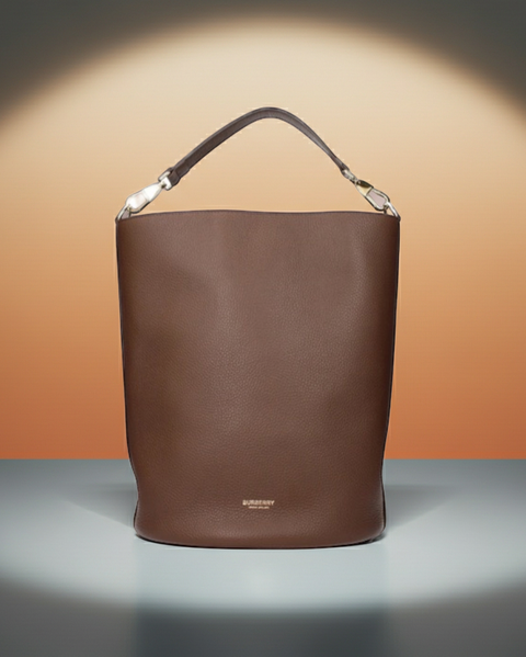 BURBERRY BUCKET LEATHER BAG MD BROWN