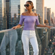 Lavender ASTOR Ribbed Off-the-Shoulder Top Prêt-à-Porter BYMANYC ®-0