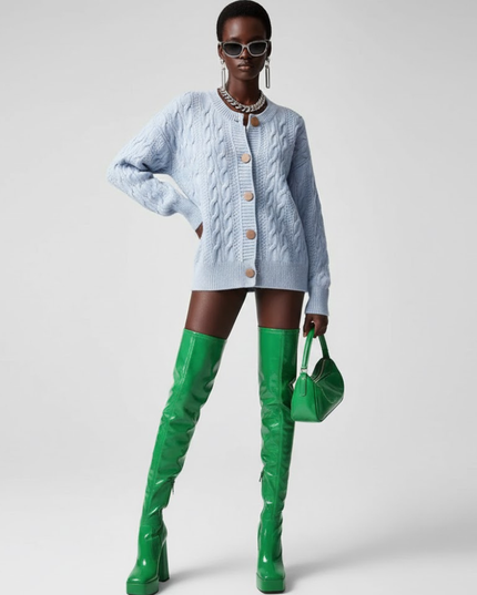 Light Blue Cable Knit Cardigan MADISON: New Colección COUTURE in NOLITA - BYMANYC ® New York-0