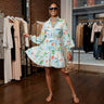 Hellblaues Aquarell-Kaktus-Print Minikleid NOLITA New Collection FASHION BYMANYC New York