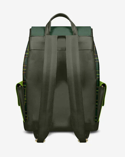 Luxuriöser Veganer Rucksack TARTAN GREEN EDGE – BYMANYC ® New York