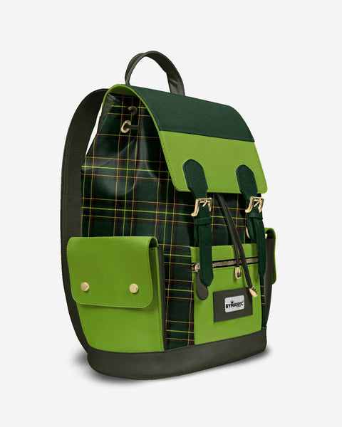 Luxury Vegan Backpack TARTAN GREEN EDGE – BYMANYC ® New York-1