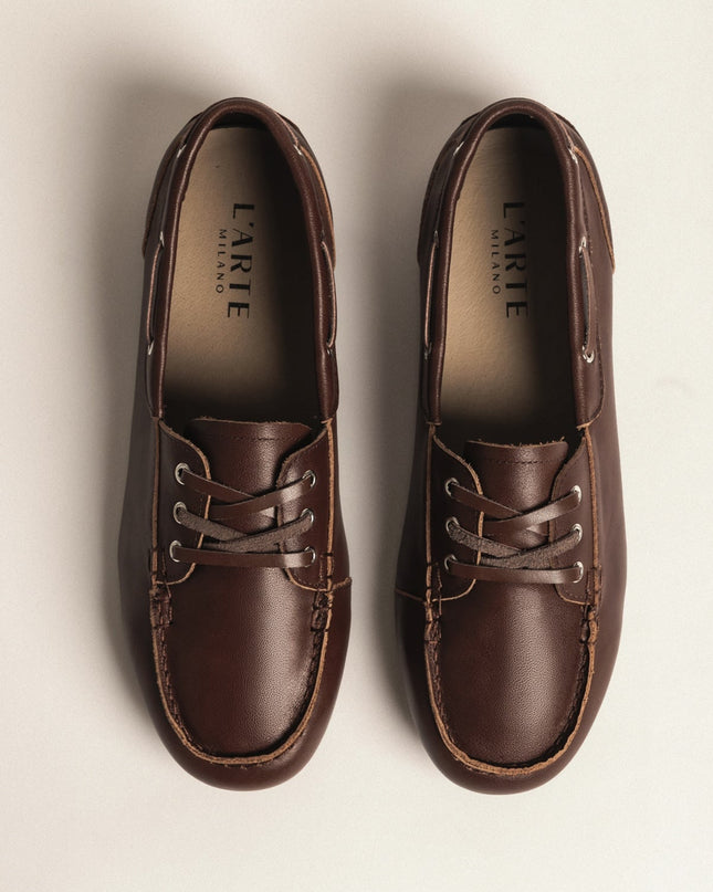Damen Leder Mokassins L'Arte Milano – Braun