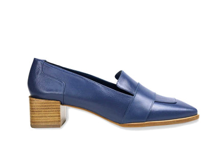 Louro Loafers in Blue Calf Leather – 4cm Block Heel