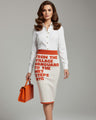 BYMANYC ® New York | MUSEUM MILE CASHMERE-Bleistiftrock | Off-White/Rostorange