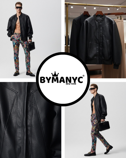 Herren Vegan Leder Bomber Jacke East Village NYFW