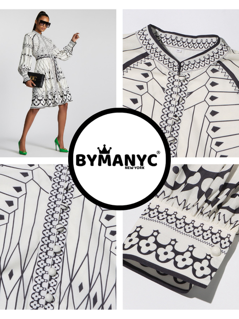 Midi Dress New Collection BYMANYC ® New York • Butterfly Geometric Print-1