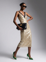 Midi-Kleid Neue Kollektion • Champagner-Gold-Pailletten & Spitze