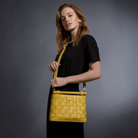 Bella Mustard Vegan Mini Crossbody Bag