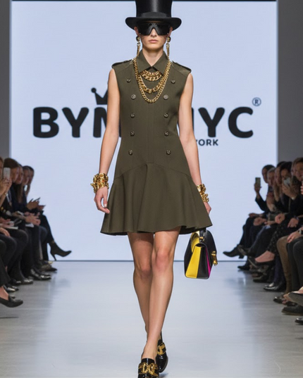BYMANYC ® New York | Chelsea Peplum Dress Military | Olive Green