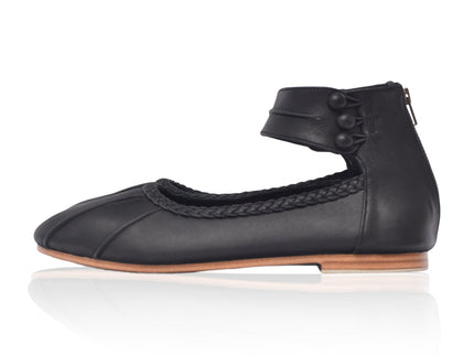 Muse Leder-Ballerinas mit Knöchelriemen