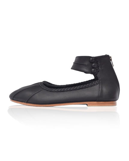 Muse Leder-Ballerinas mit Knöchelriemen