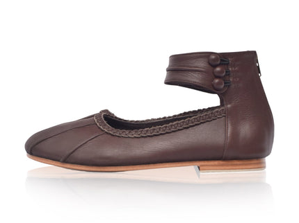 Muse Leder-Ballerinas mit Knöchelriemen