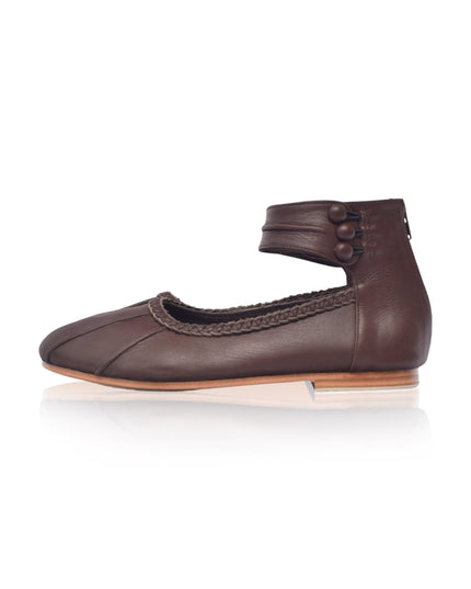 Muse Leder-Ballerinas mit Knöchelriemen