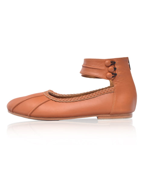 Muse Ankle Strap Leather Ballet Flats-7