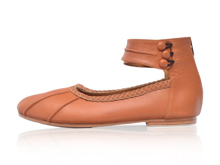 Muse Leder-Ballerinas mit Knöchelriemen