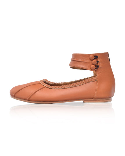 Muse Leder-Ballerinas mit Knöchelriemen