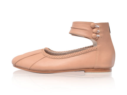 Muse Leder-Ballerinas mit Knöchelriemen