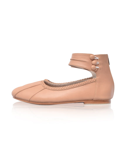 Muse Leder-Ballerinas mit Knöchelriemen