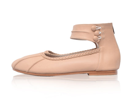 Muse Leder-Ballerinas mit Knöchelriemen