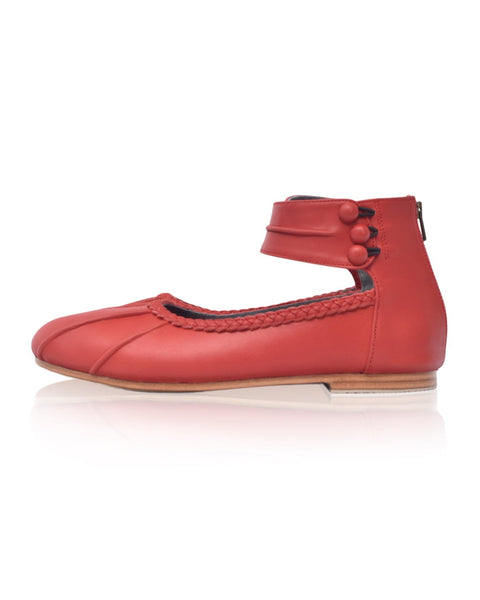 Muse Ankle Strap Leather Ballet Flats-2