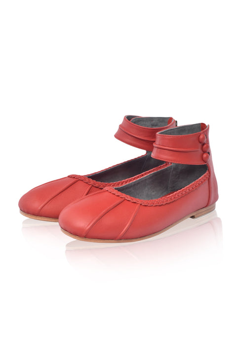 Muse Ankle Strap Leather Ballet Flats-3