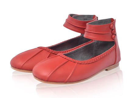 Muse Leder-Ballerinas mit Knöchelriemen